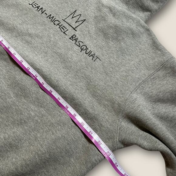 Jean-Michel Basquiat Hoodie Gray Large Art Graphic Pullover Streetwear M05 - Picture 5 of 5